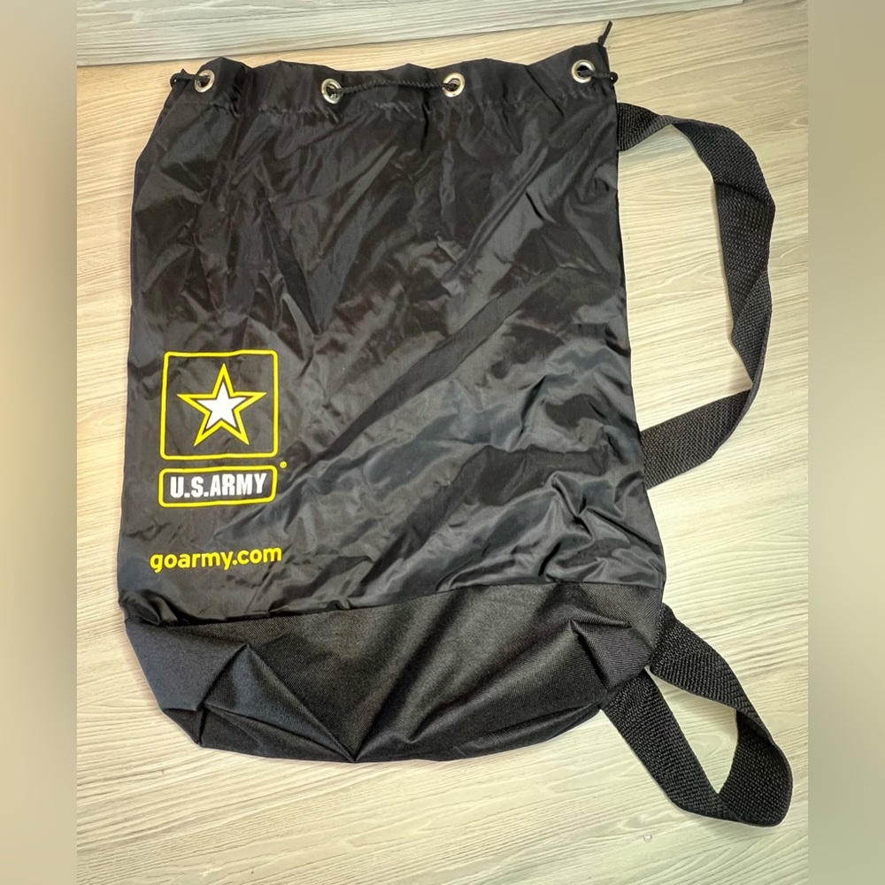 Set Of 2 U.S. Army Military Logo Drawstring Cinch Sack Sport Gym Bag‎ - Black